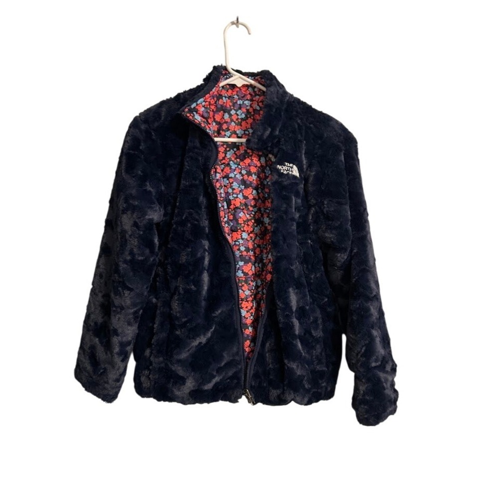The‎ North Face Girls Reversible Floral Puffer Jacket Black Size L